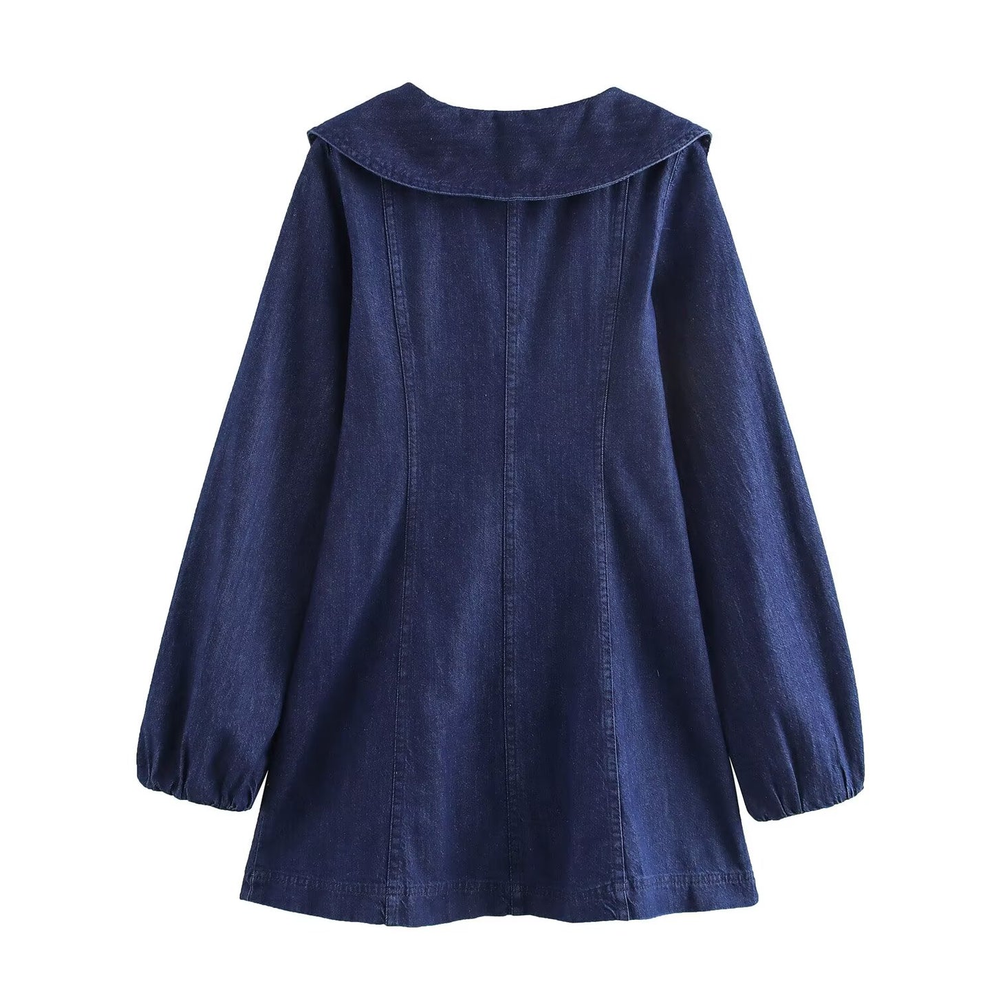 KP0031 Women's new chic Fashion Joker temperament lapel short denim dress retro long sleeve women's chic dress Mujer