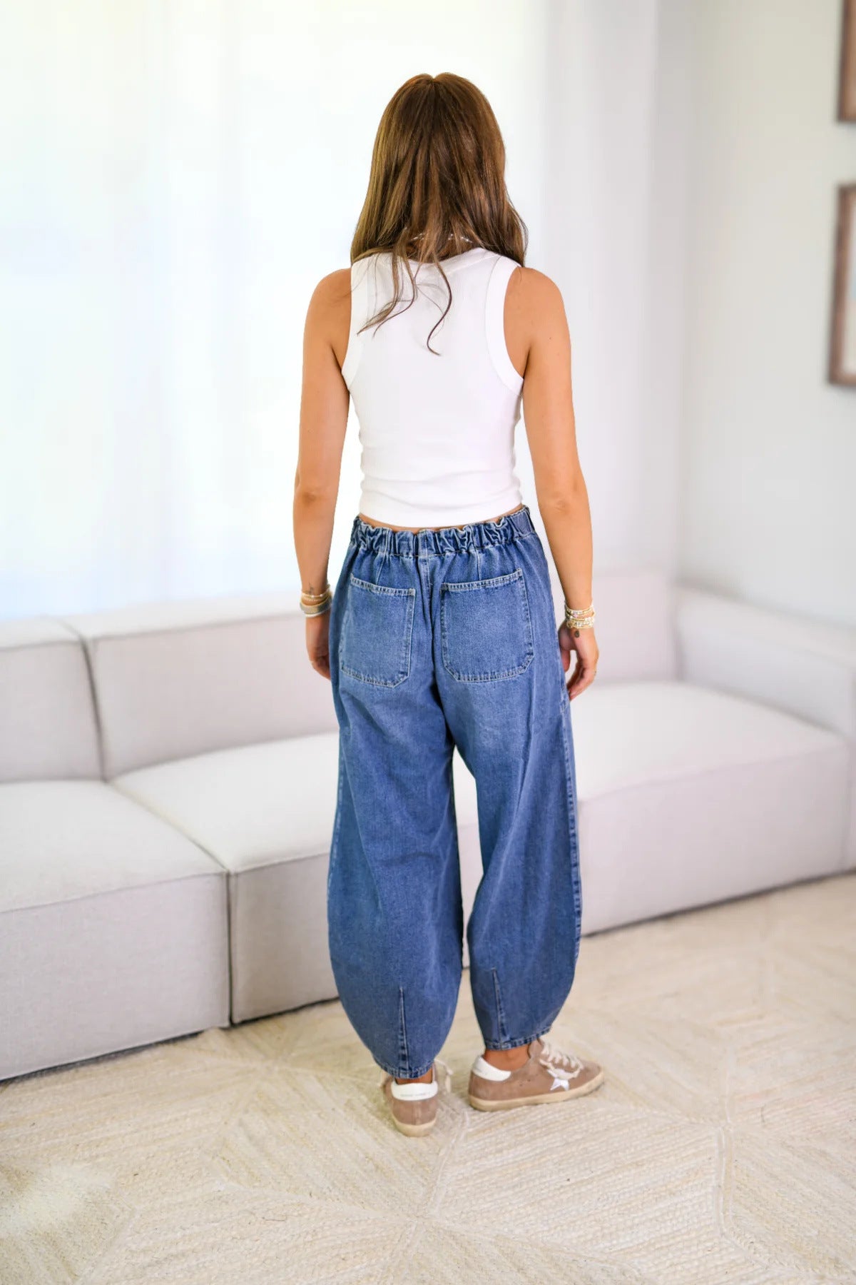 Women's New Fashion Casual Joker Elastic Waist Loose Ladies Jeans