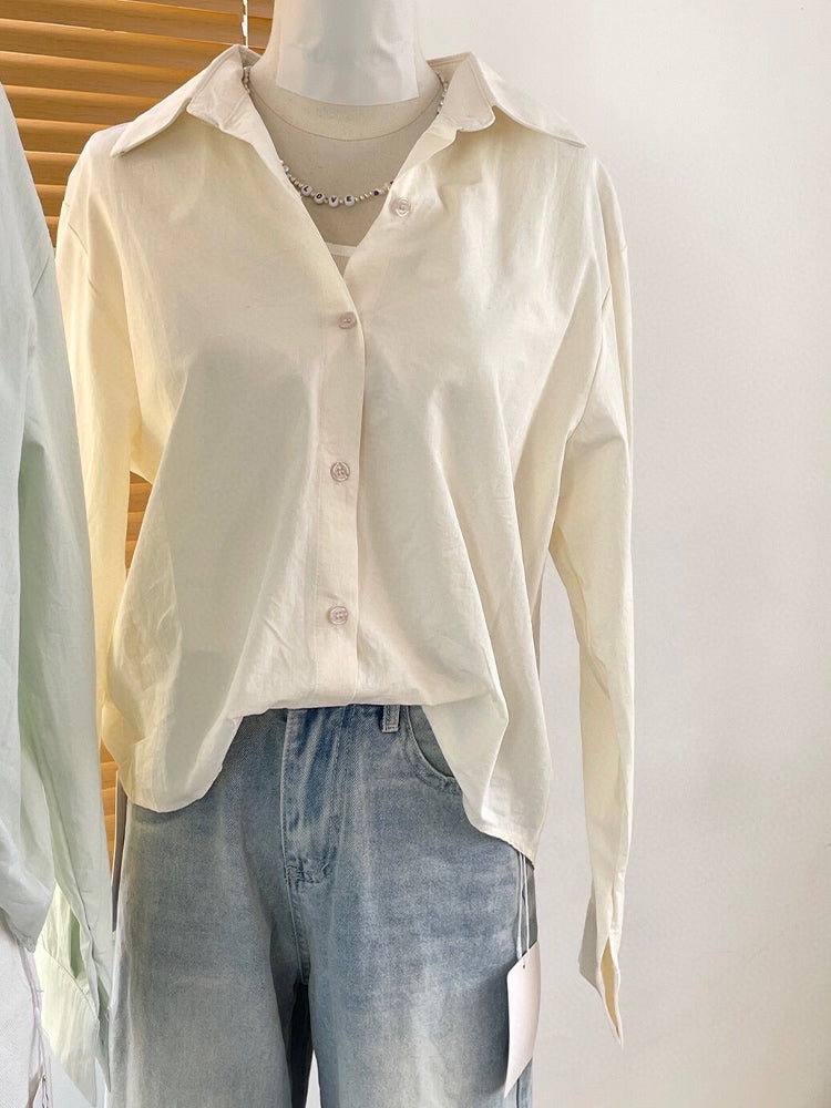 Women's New Fashion, Leisure and Joker Fake Two-piece Shirts with Short Front and Long Back, Loose Long-sleeved Shirts.