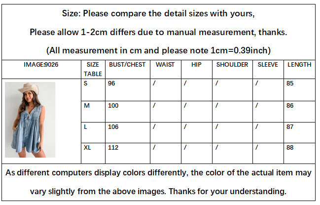 Women's New Fashion Joker Sleeveless Short-sleeved Shorts Denim Jumpsuit