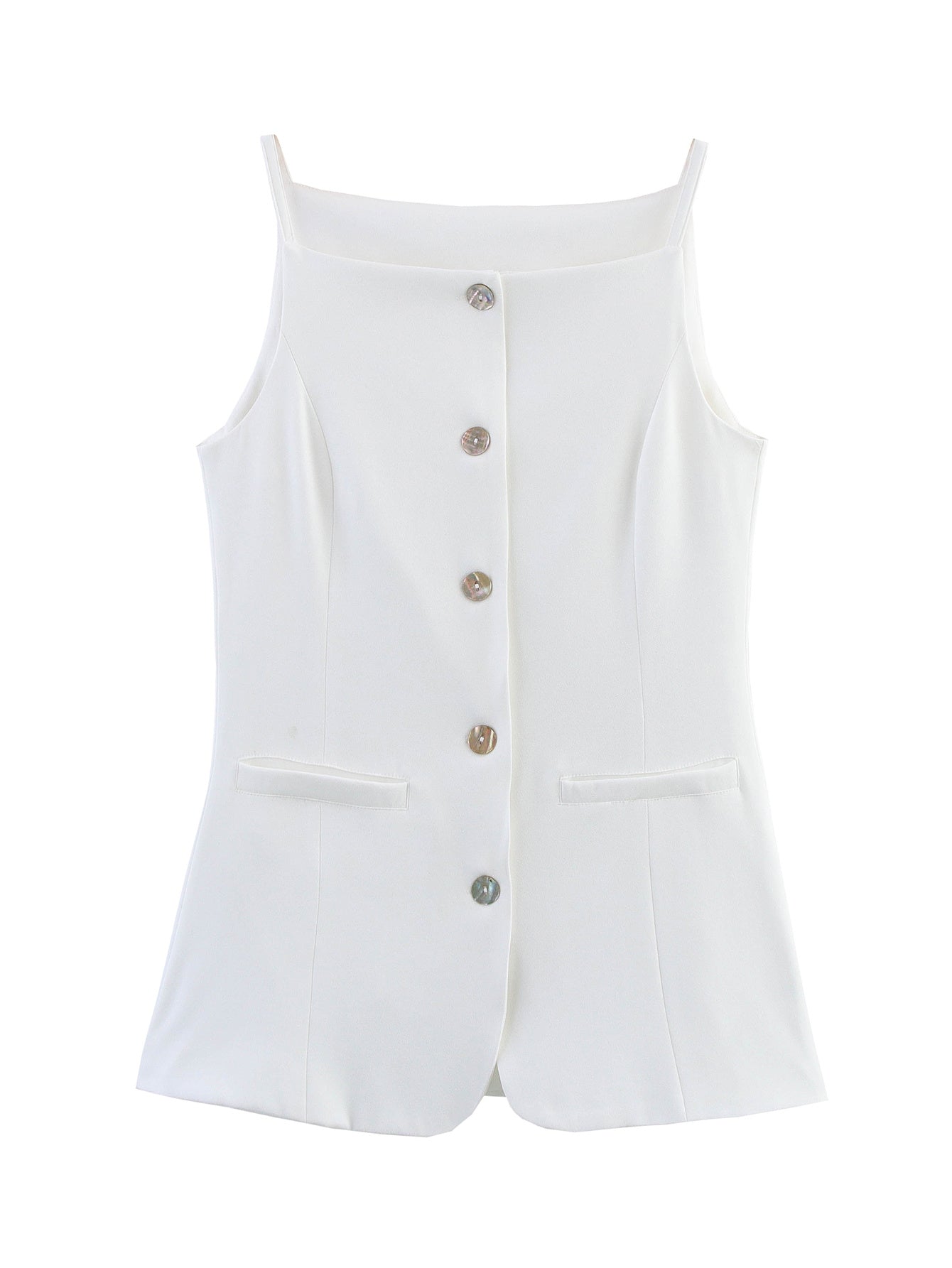 KP0138 Women 2025 New Fashion White Suspender Midi Vest