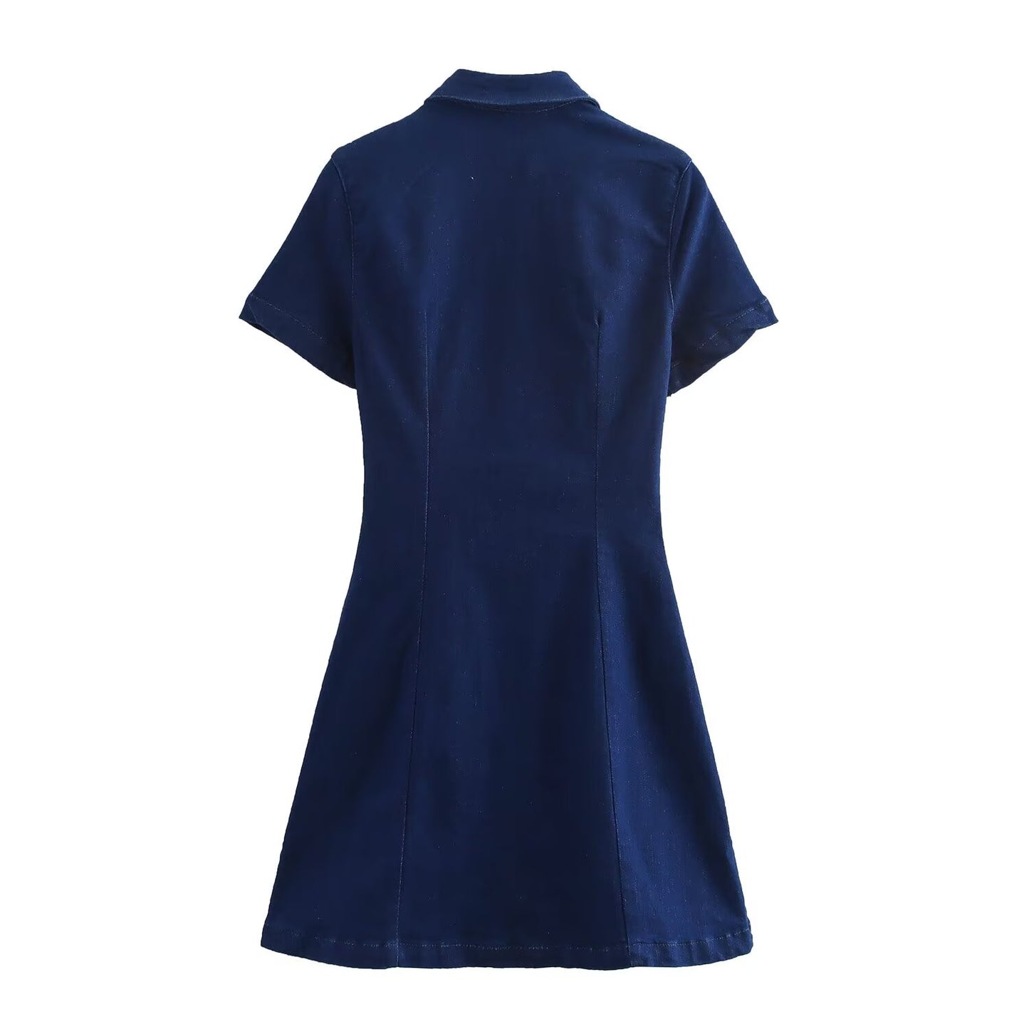 KP0232 Women's new chic Fashion Joker casual denim mini dress retro short-sleeved dress Mujer women's