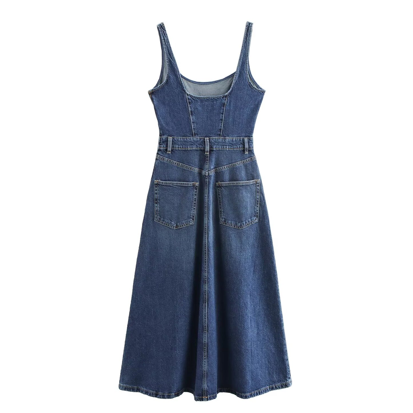 KP0030 Women's new chic Fashion Casual Joker Jeans Sleeveless Long Dress Retro Women's chic dress