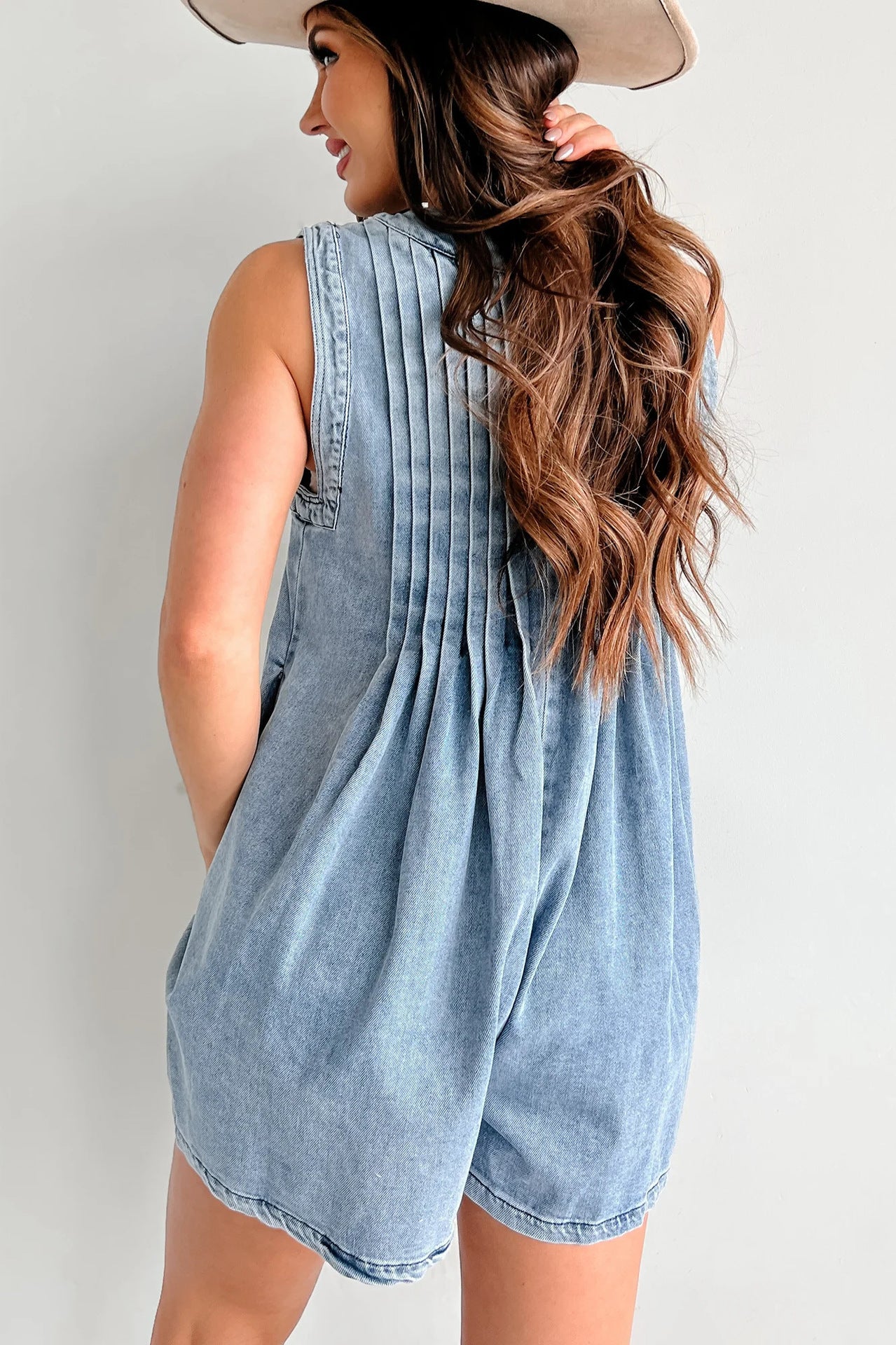 Women's New Fashion Joker Sleeveless Short-sleeved Shorts Denim Jumpsuit