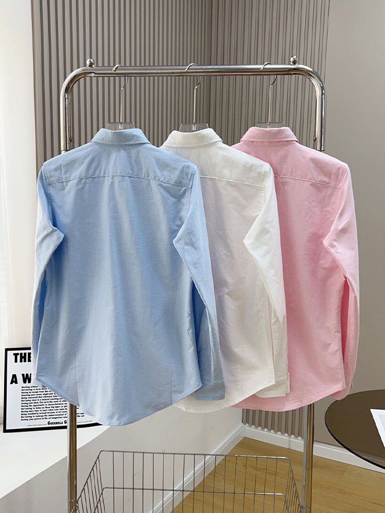 Women's New Fashion Casual Joker Loose Version Multi-color Stripes and Solid Color Long-sleeved Blouse