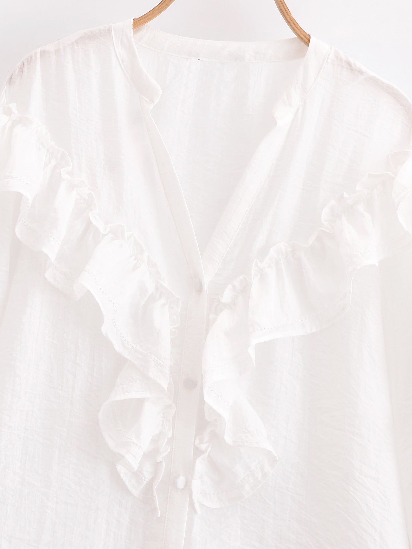 KP0068 Women 2025 New Fashion Layered Ruffle Embroidered Shirt
