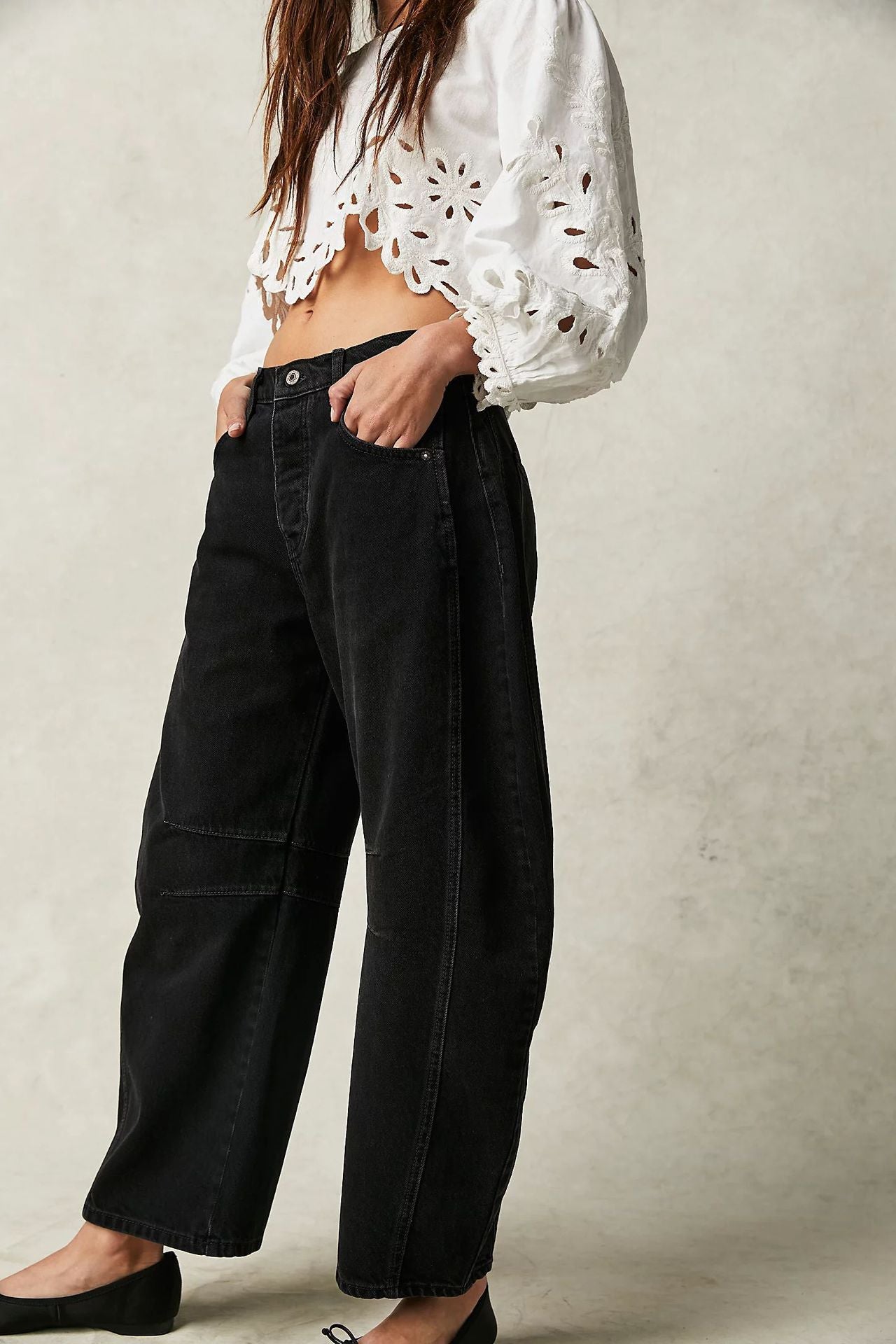 Women's New Fashion Joker Casual Loose Waist Tube Ladies Jeans