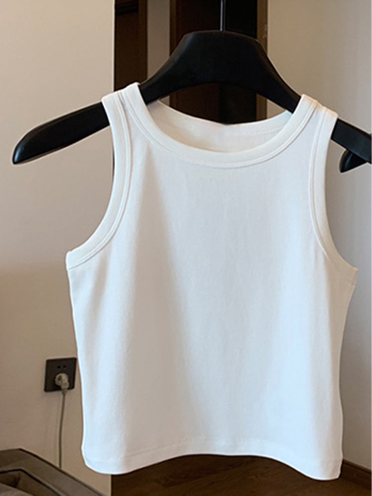 Women's New Fashion Casual Joker Combed Cotton Elastic Vest Super Genuine Slim Slim Short Vest.