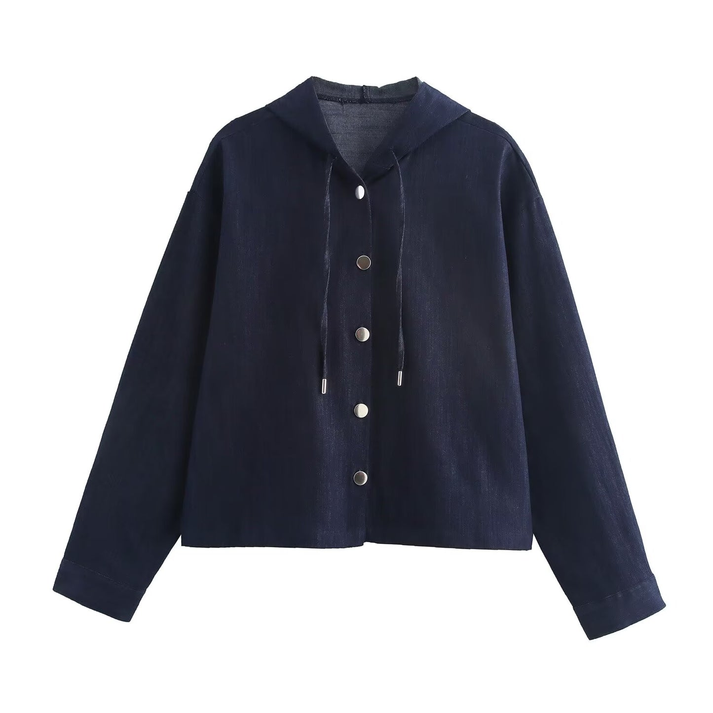 KP0062 Women 2025 New Fashion Hooded Denim Top Chic Tops