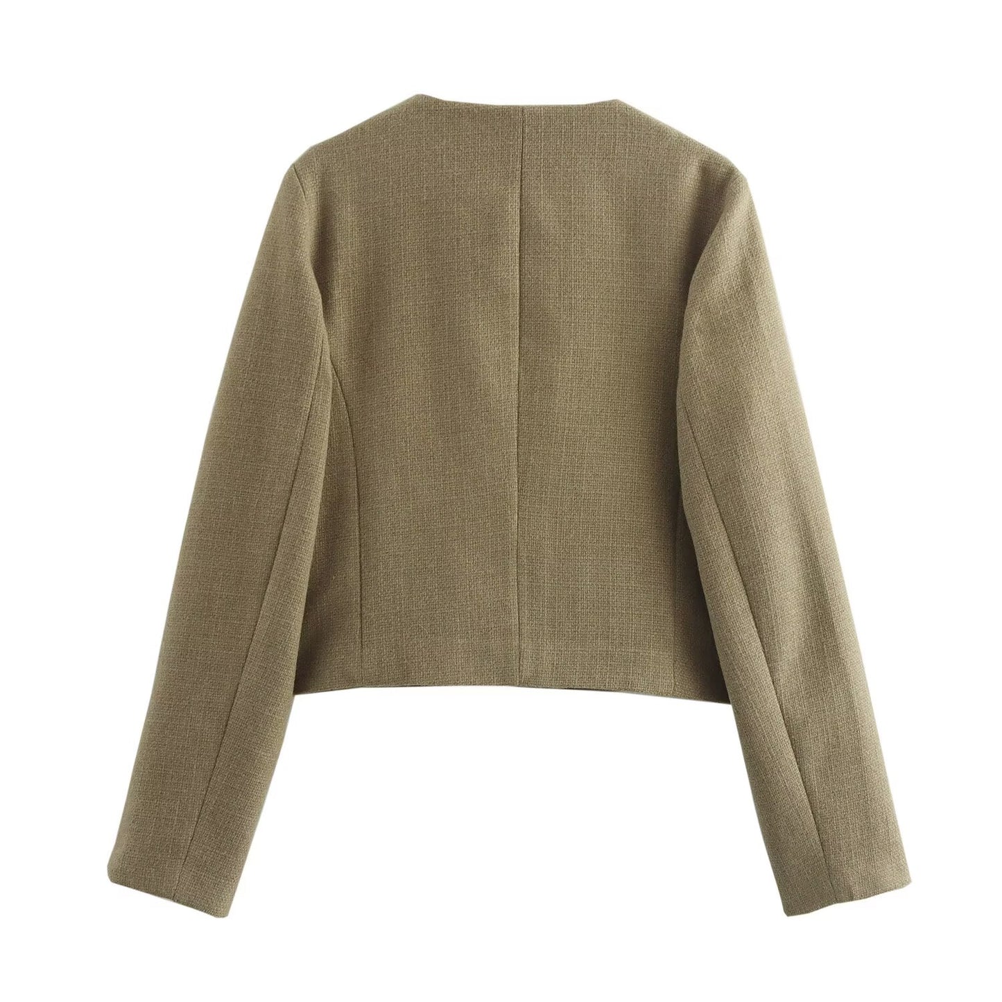 KP0013 Women's new chic Fashion Single Button Cropped Blazer Coat Vintage Long Sleeve Female Outerwear Chic Femme