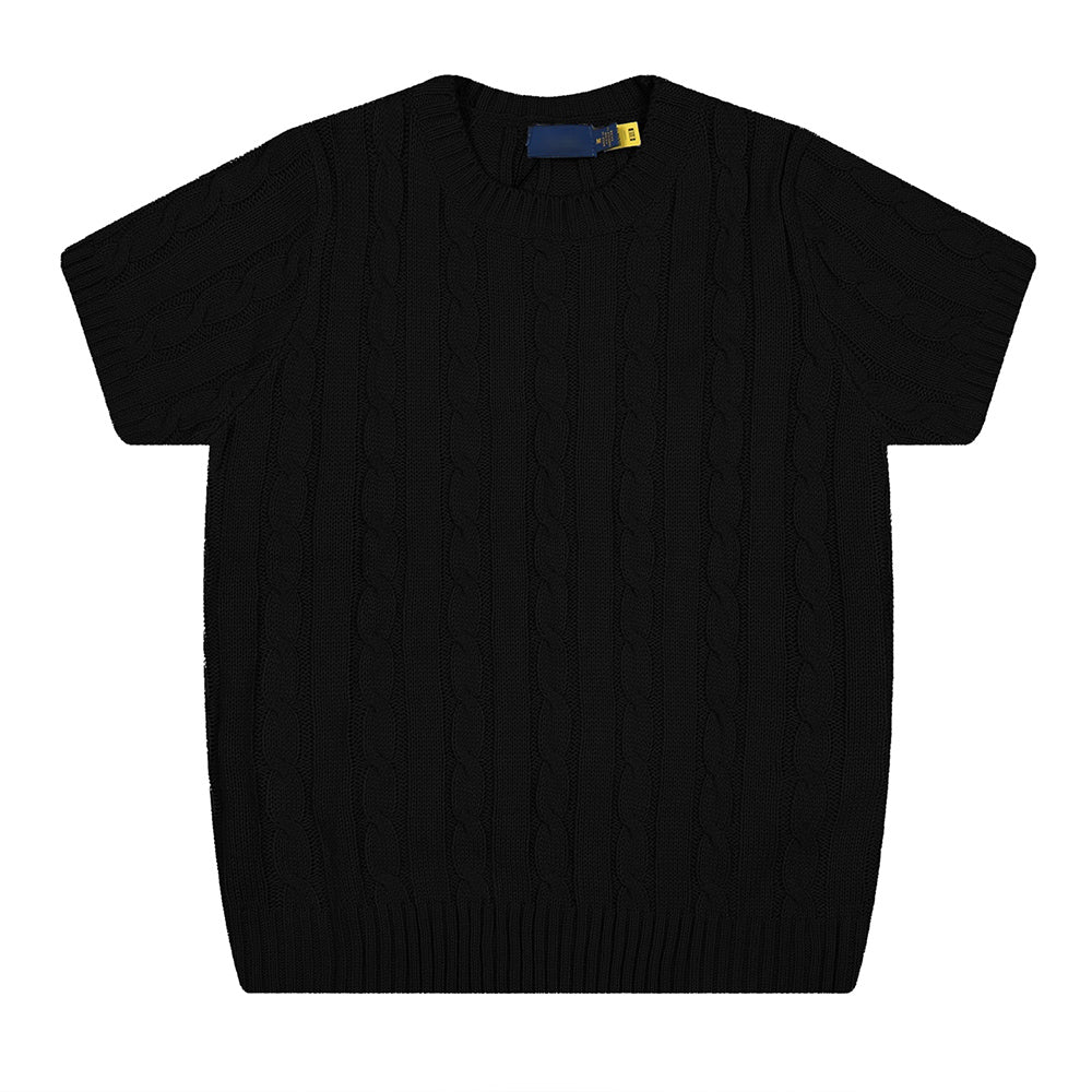Women's New Fashion Casual Joker Twist Sweater Without Pocket Half Sleeve Knitted T-shirt.
