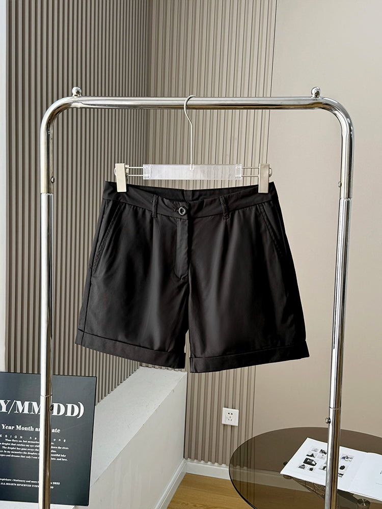 Women's New Fashion Casual Joker Loose Zipper Shorts Retro Women's Chic Shorts.