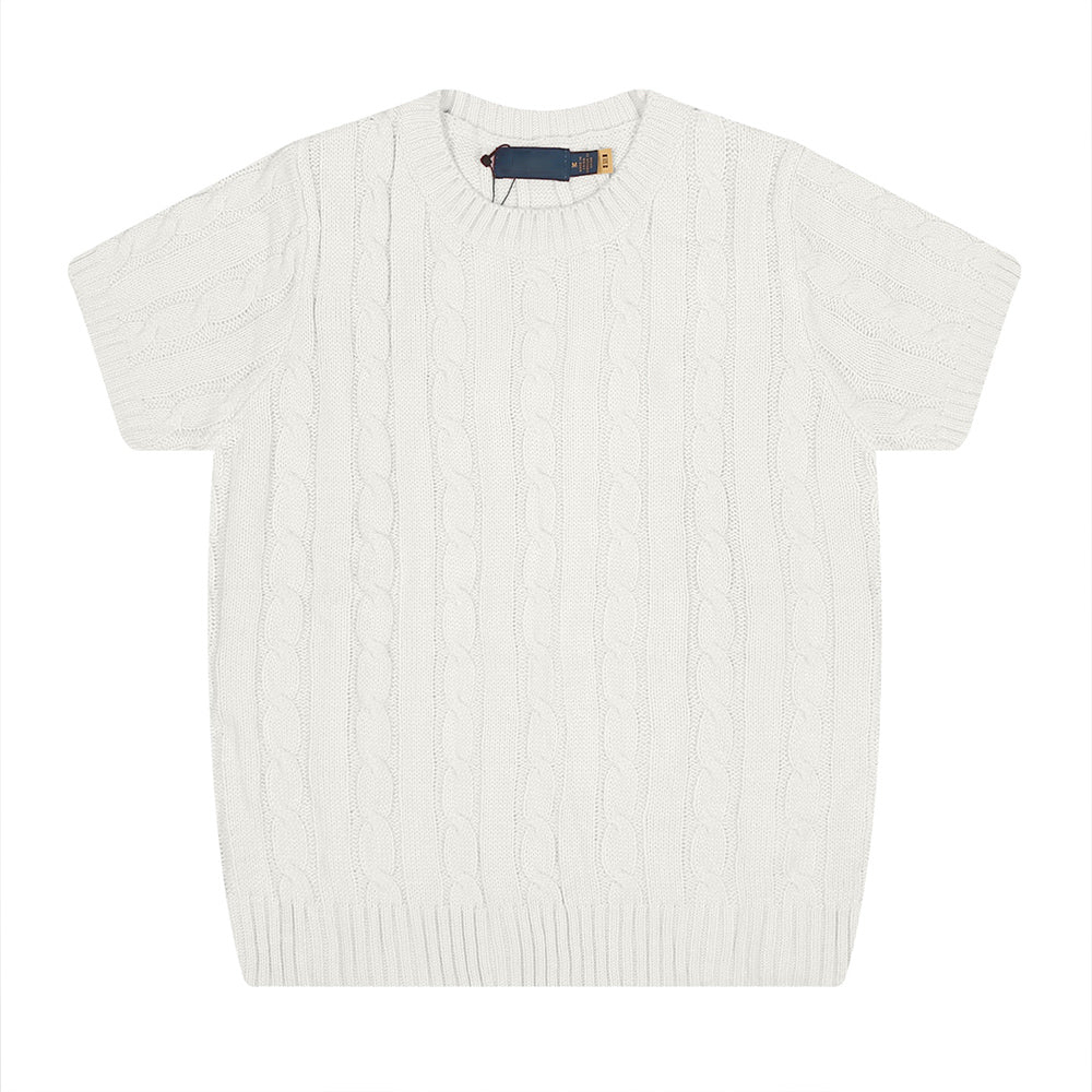 Women's New Fashion Casual Joker Twist Sweater Without Pocket Half Sleeve Knitted T-shirt.