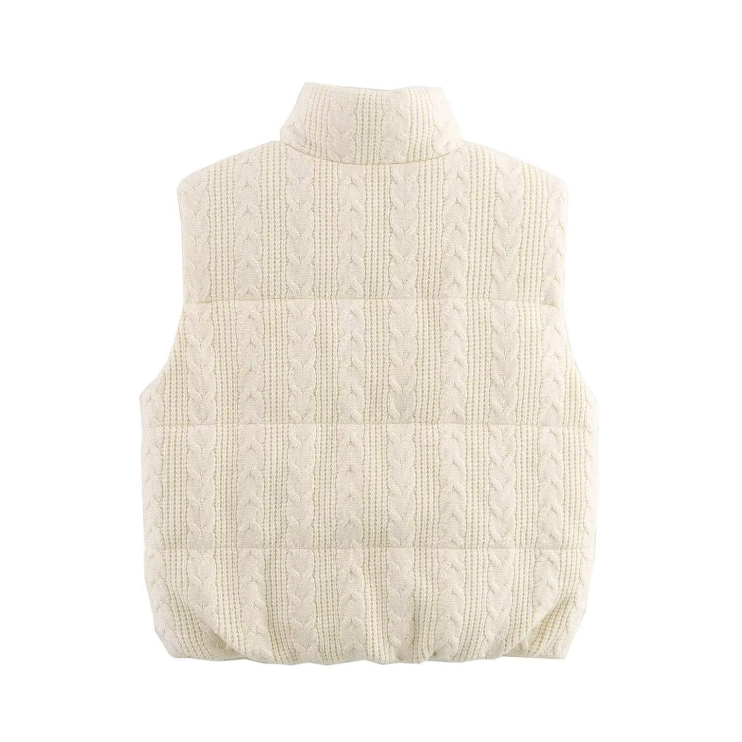 KP0049 Women's fashion knitted zipper cotton-padded vest retro sleeveless women's vest coat fashion chic coat.