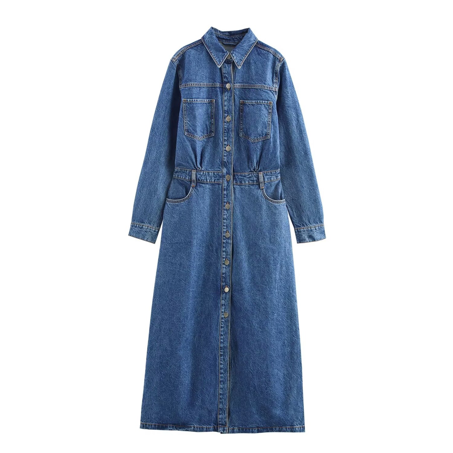 KP0110 Women 2025 New Fashion Denim Midi Dress