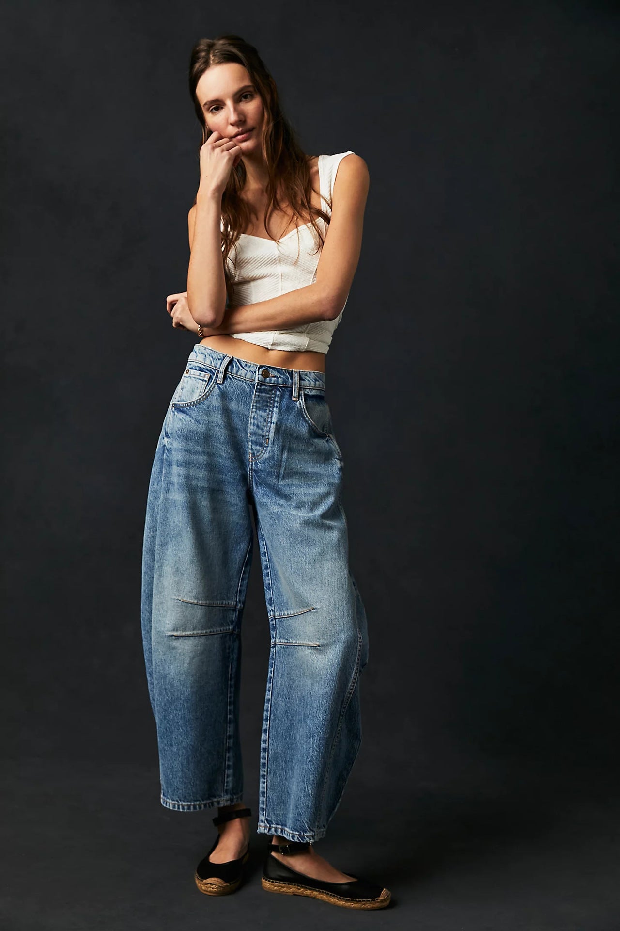 Women's New Fashion Joker Casual Loose Waist Tube Ladies Jeans