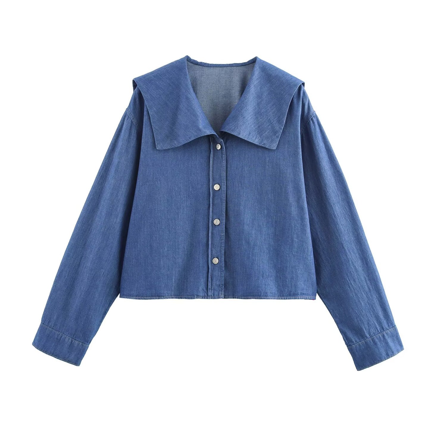 KP0079 Women 2025 New Fashion Denim Lapel Shirt