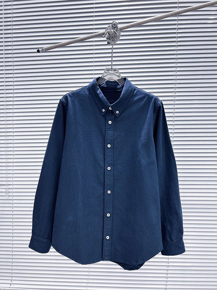 Men and Women with The Same Fashion and Leisure Joker High-end Pure Cotton Oxford Spinning Men and Women with The Same Old Money Loose Shirt Long Sleeve Shirt.