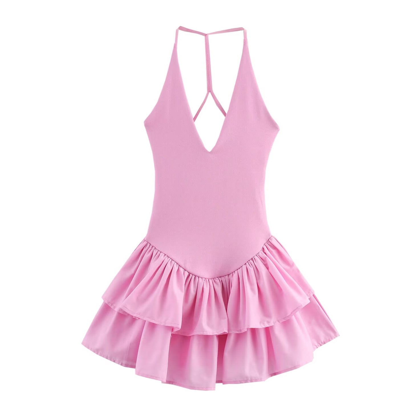 KP0017 Women's new chic Fashion Mini Dress Vintage Backless Thin Straps Female Dresses robe Vestidos