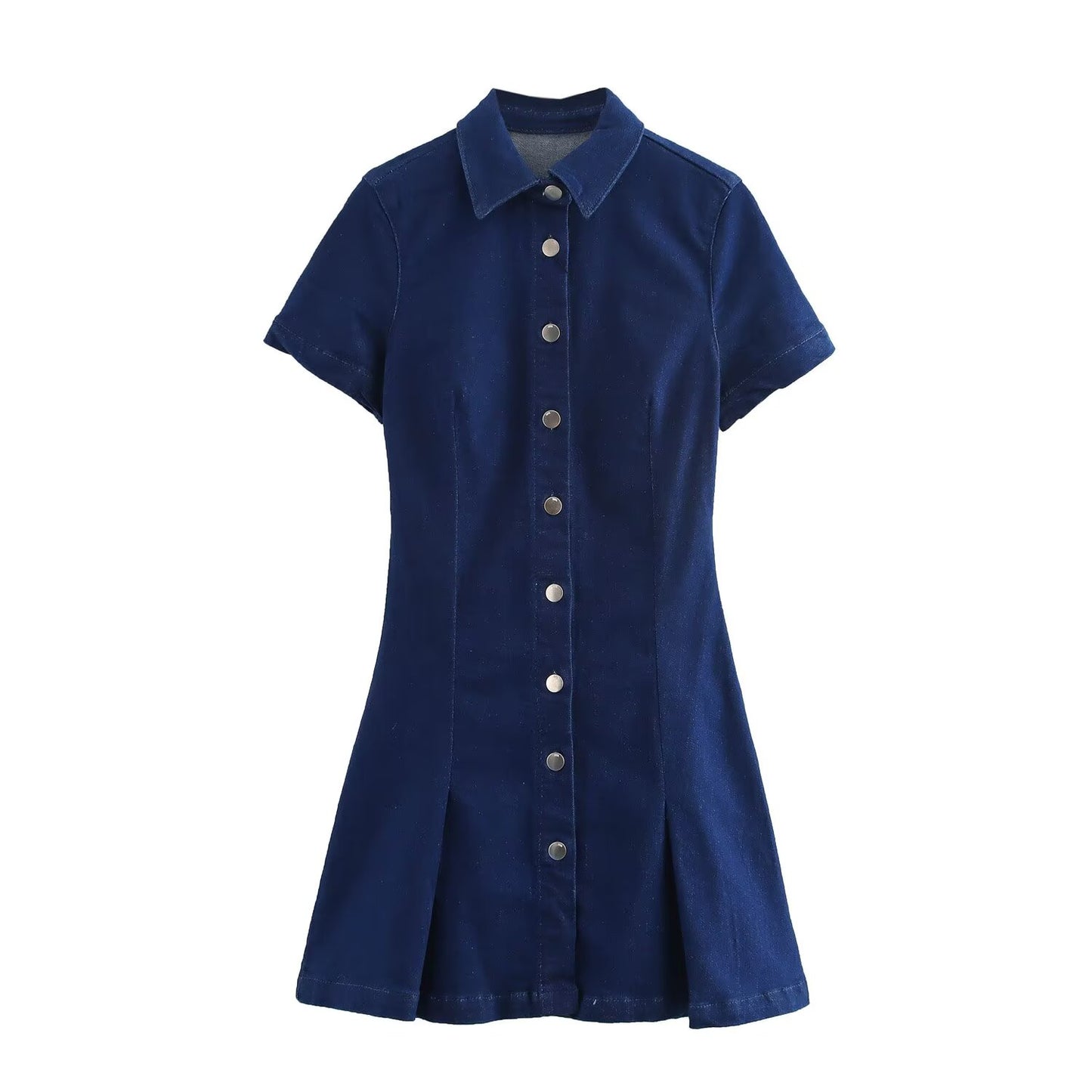 KP0232 Women's new chic Fashion Joker casual denim mini dress retro short-sleeved dress Mujer women's
