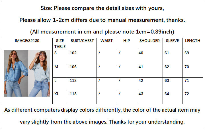 Women's New Fashion Joker Casual Loose Lapel Single-breasted Women's Long-sleeved Denim Shirt