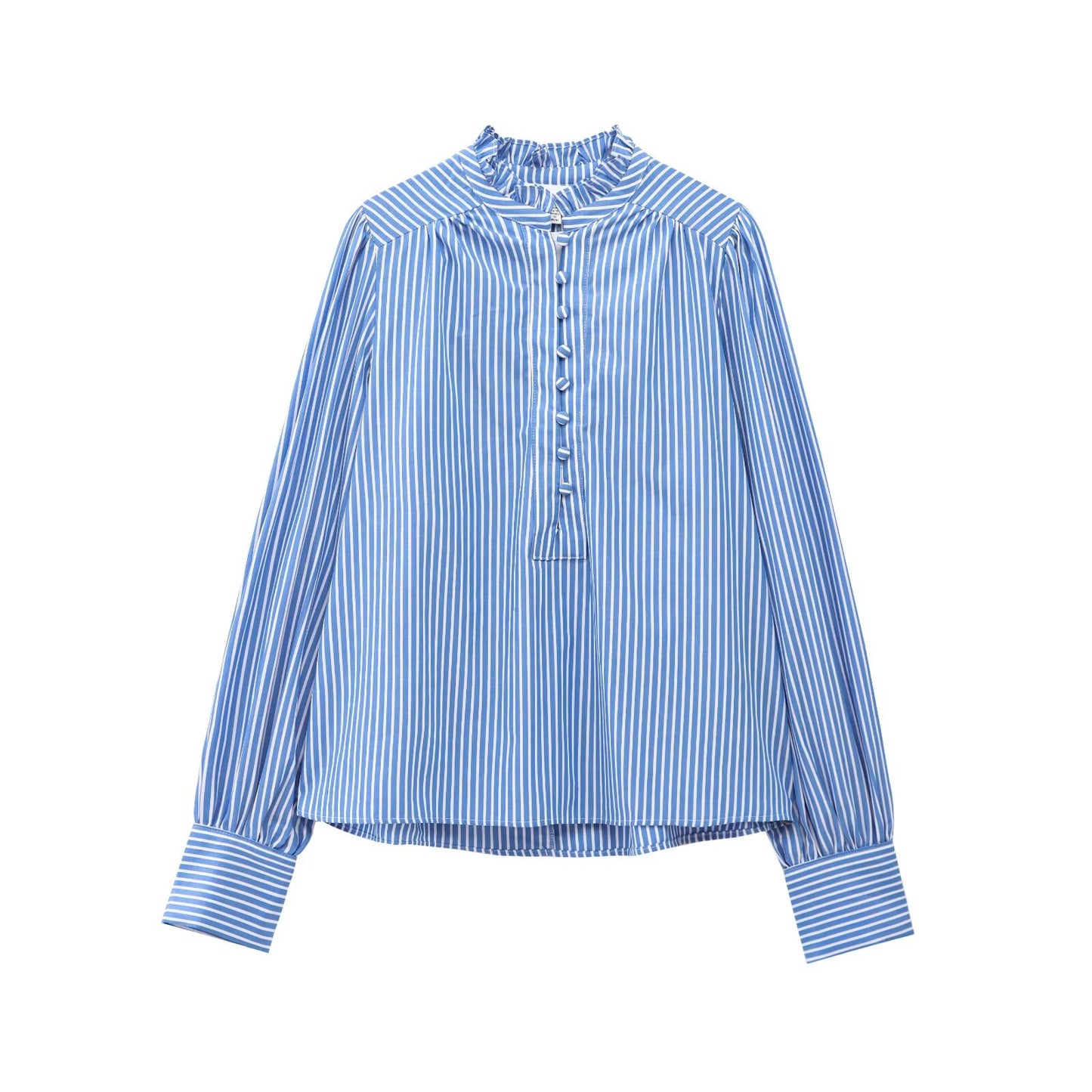 KP0132 Women 2025 New Fashion Pleated Collar Cotton Shirt