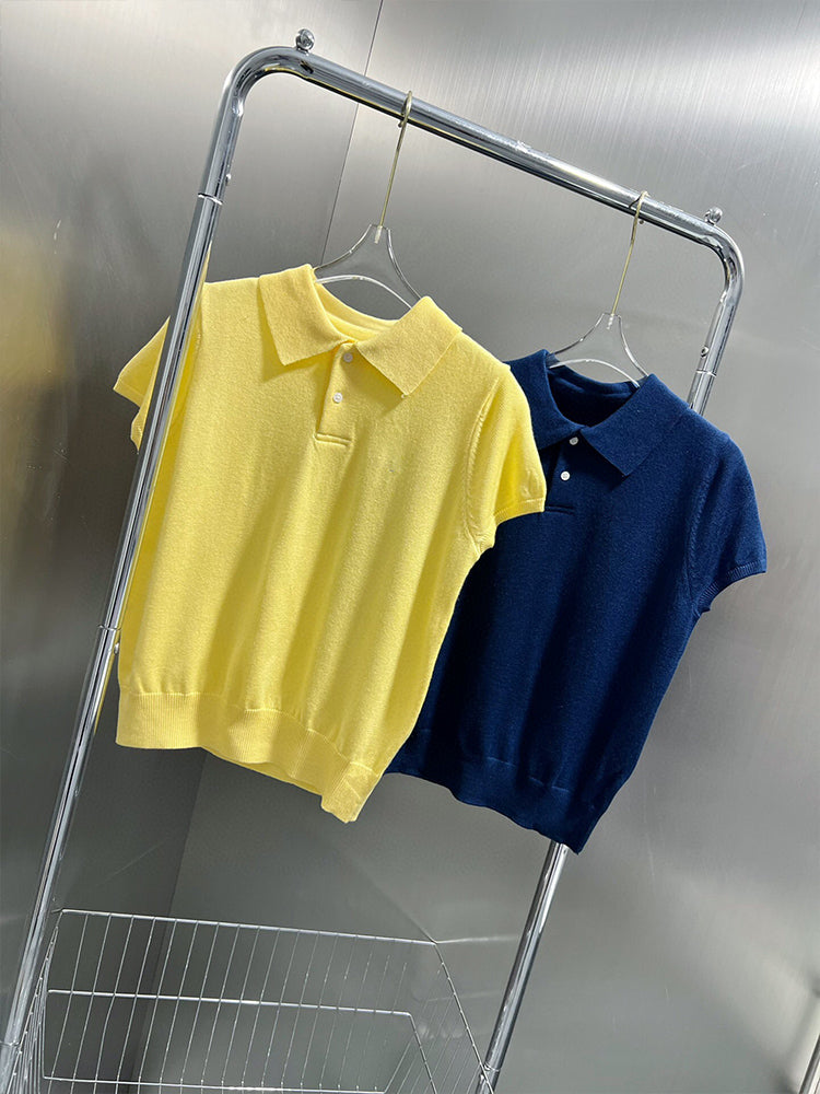 Women's New Fashion Casual Joker Comfortable Breathable Knitted Wool Commuter Short Sleeve Women's Short Sleeve T-shirt