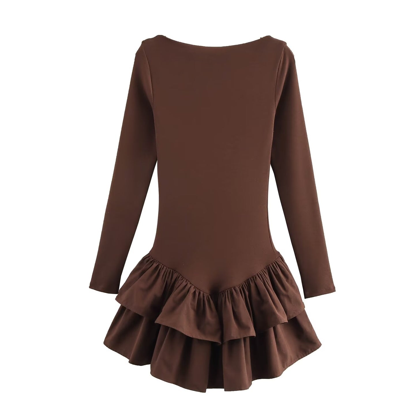 KP0032 Women's new chic Fashion Joker temperament O-neck mini dress retro long-sleeved women's chic dress Mujer women's