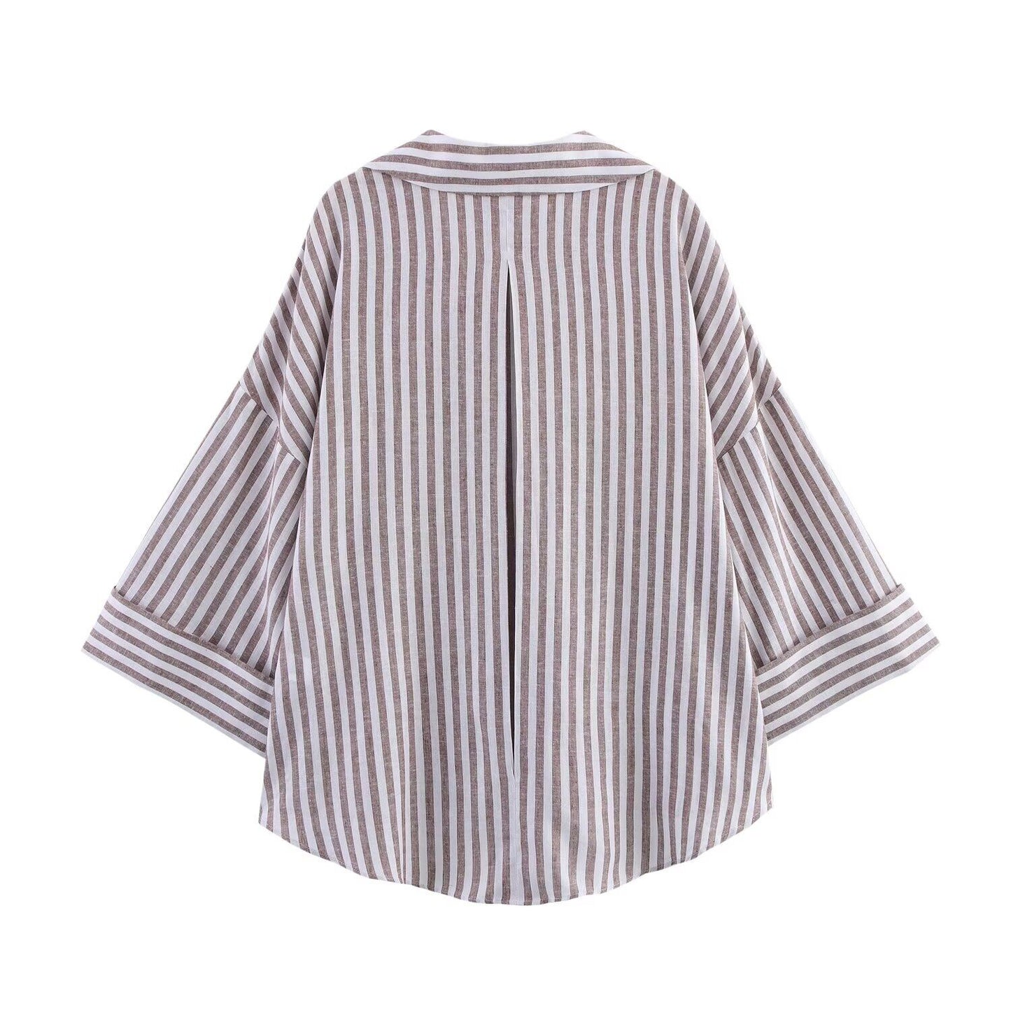 KP0023 Women's new chic Fashion Joker temperament striped blouses retro long sleeve button blouses Blusas chic tops. women's