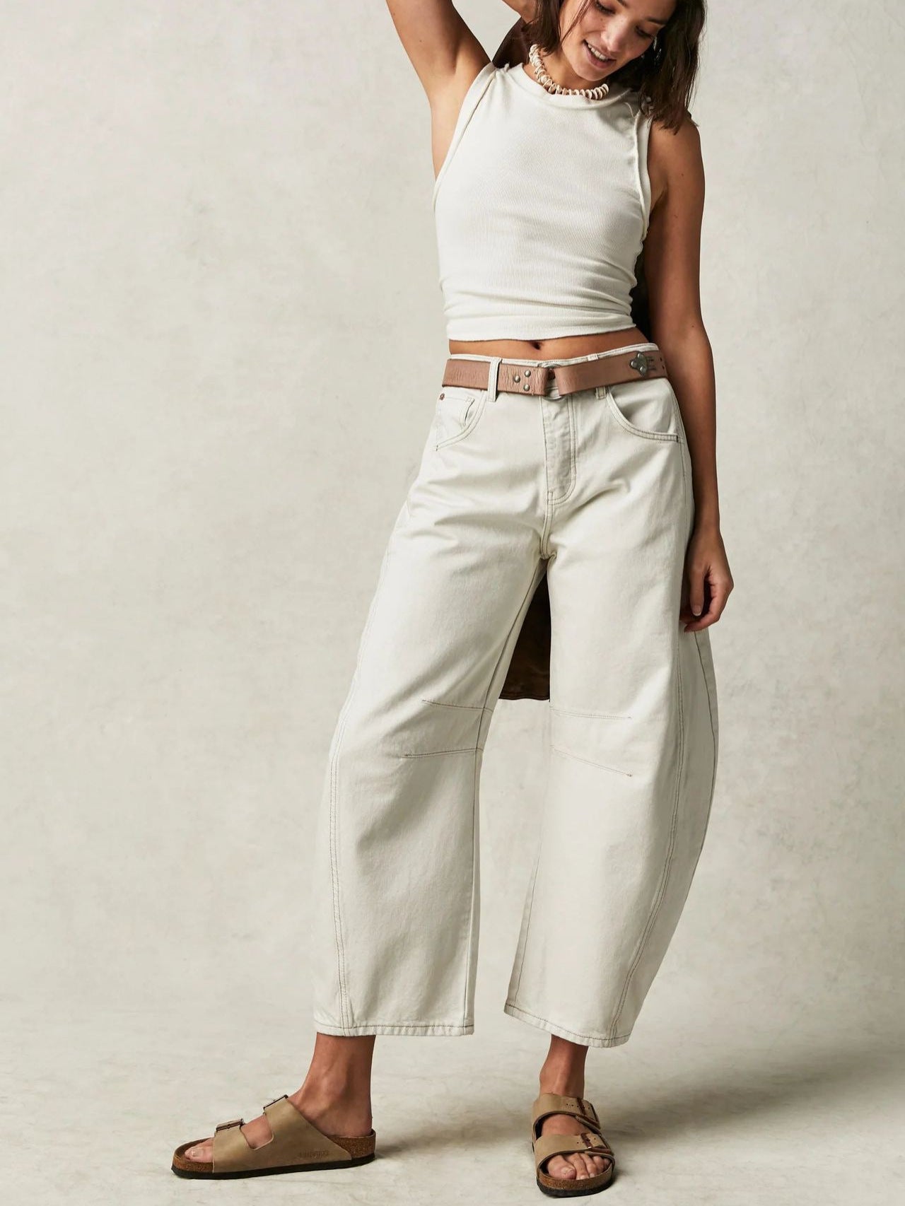 Women's New Fashion Joker Casual Loose Waist Tube Ladies Jeans