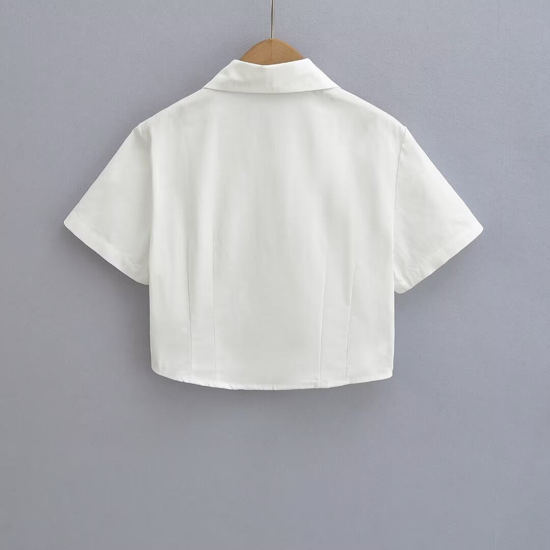 KP0179 Women's 2025 New Fashion Short-sleeved Shirt with Tie