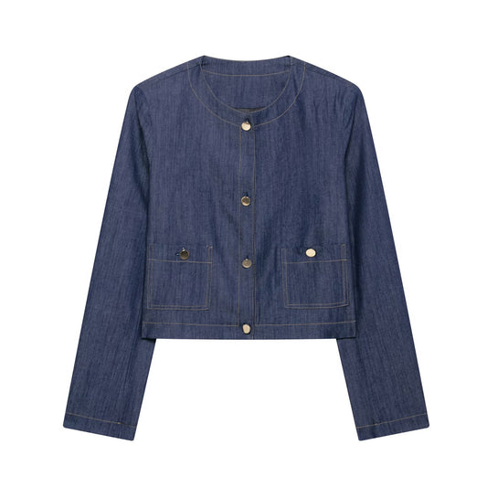 KP0117 Women 2025 New Fashion Contrast stitching short jacket 