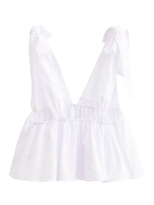 KP0063 Women 2025 New Fashion Bow Poplin Top