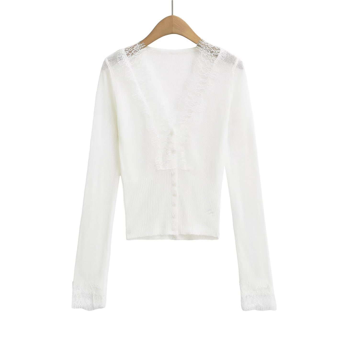 KP0162 Women's 2025 New Fashion Lace Thin Sweater