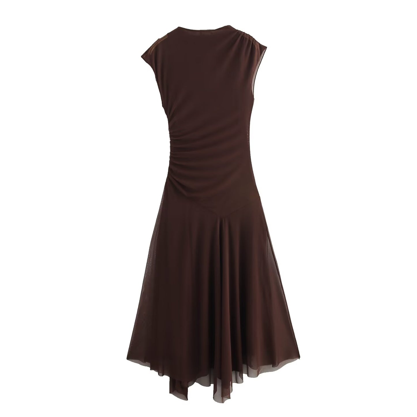 KP0027 Women's new chic Fashion Joker temperament O-neck silk dress retro sleeveless women's chic dress Mujer women's
