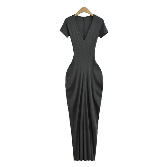 KP0189 Women's 2025 New Fashion Short-sleeved Midi Dress