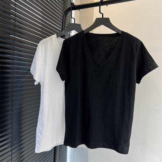 Women's New Fashion Casual Joker Comfortable Breathable V-neck Short-sleeved Thin Women's Short-sleeved T-shirt