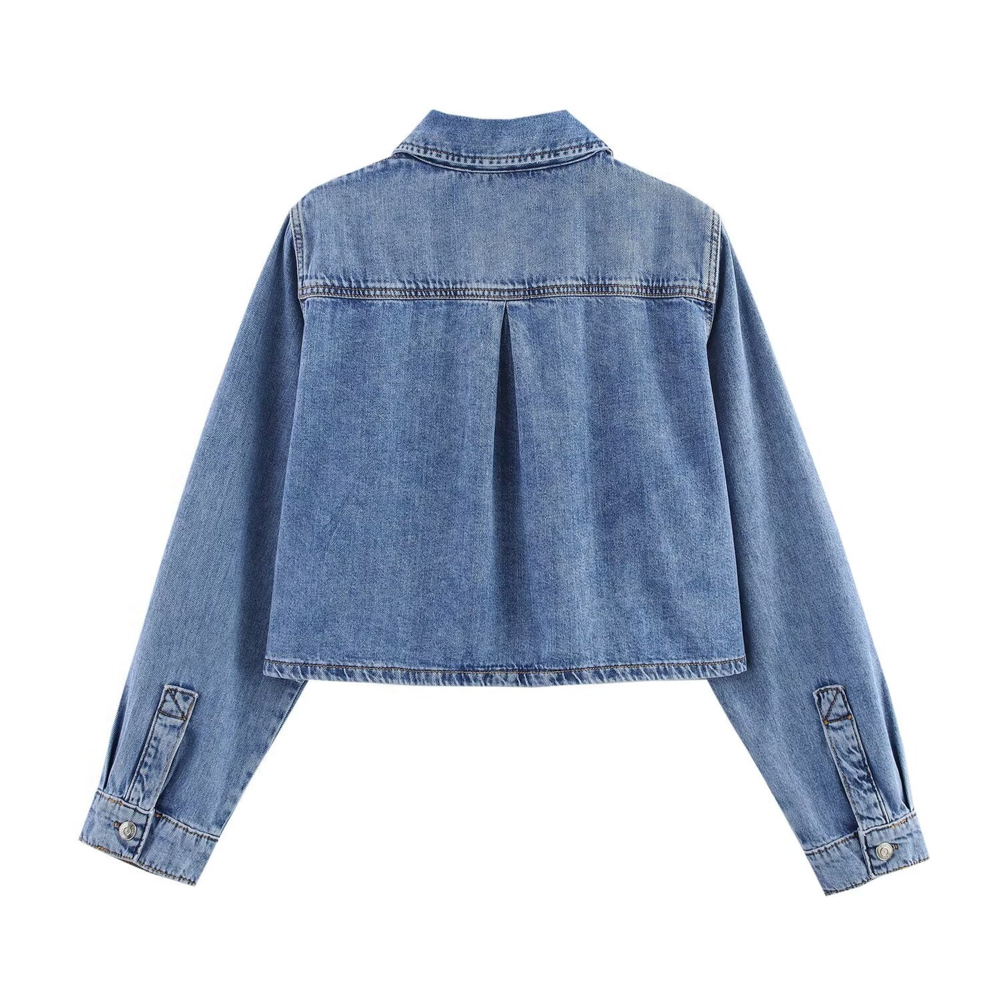 KP0011 Women's new chic Fashion Joker casual denim blouses retro long sleeve button blouses Blusas chic tops.