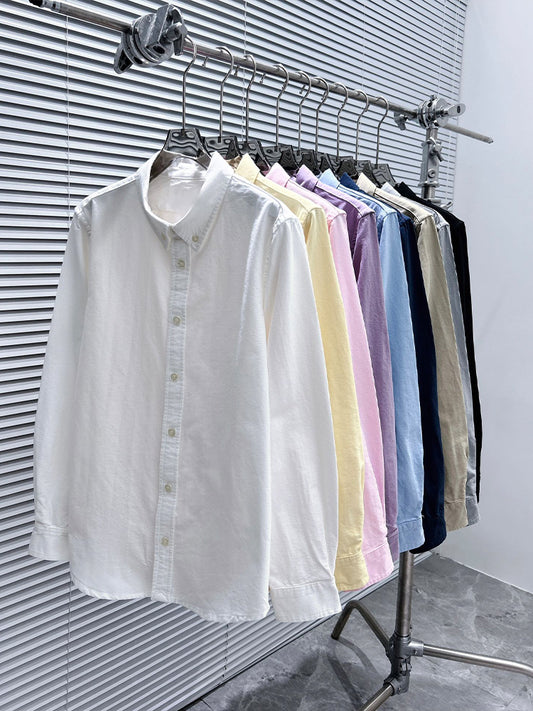 Men and Women with The Same Fashion and Leisure Joker High-end Pure Cotton Oxford Spinning Men and Women with The Same Old Money Loose Shirt Long Sleeve Shirt.