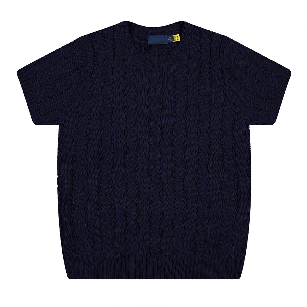Women's New Fashion Casual Joker Twist Sweater Without Pocket Half Sleeve Knitted T-shirt.
