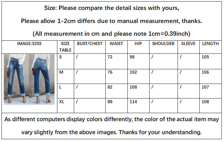 Women's New Fashion Joker Urban Leisure Washed Women's Straight Denim Trousers