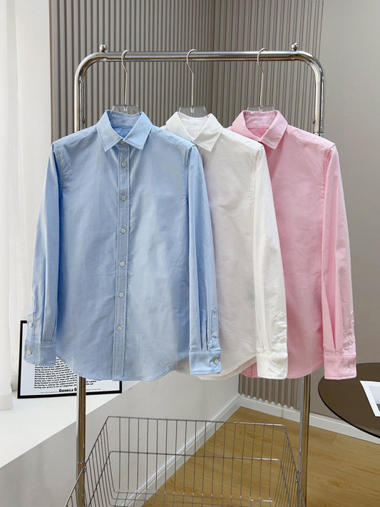 Women's New Fashion Casual Joker Loose Version Multi-color Stripes and Solid Color Long-sleeved Blouse