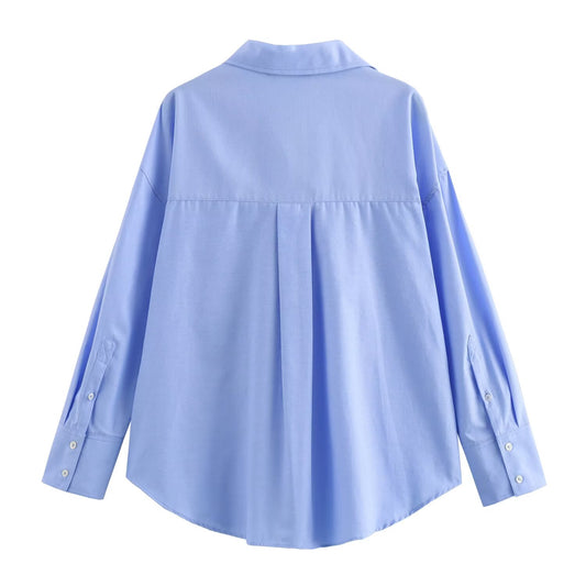 KP0006 Women's new chic Fashion Joker temperament Poplin blouses retro long sleeve button blouses Blusas chic tops.