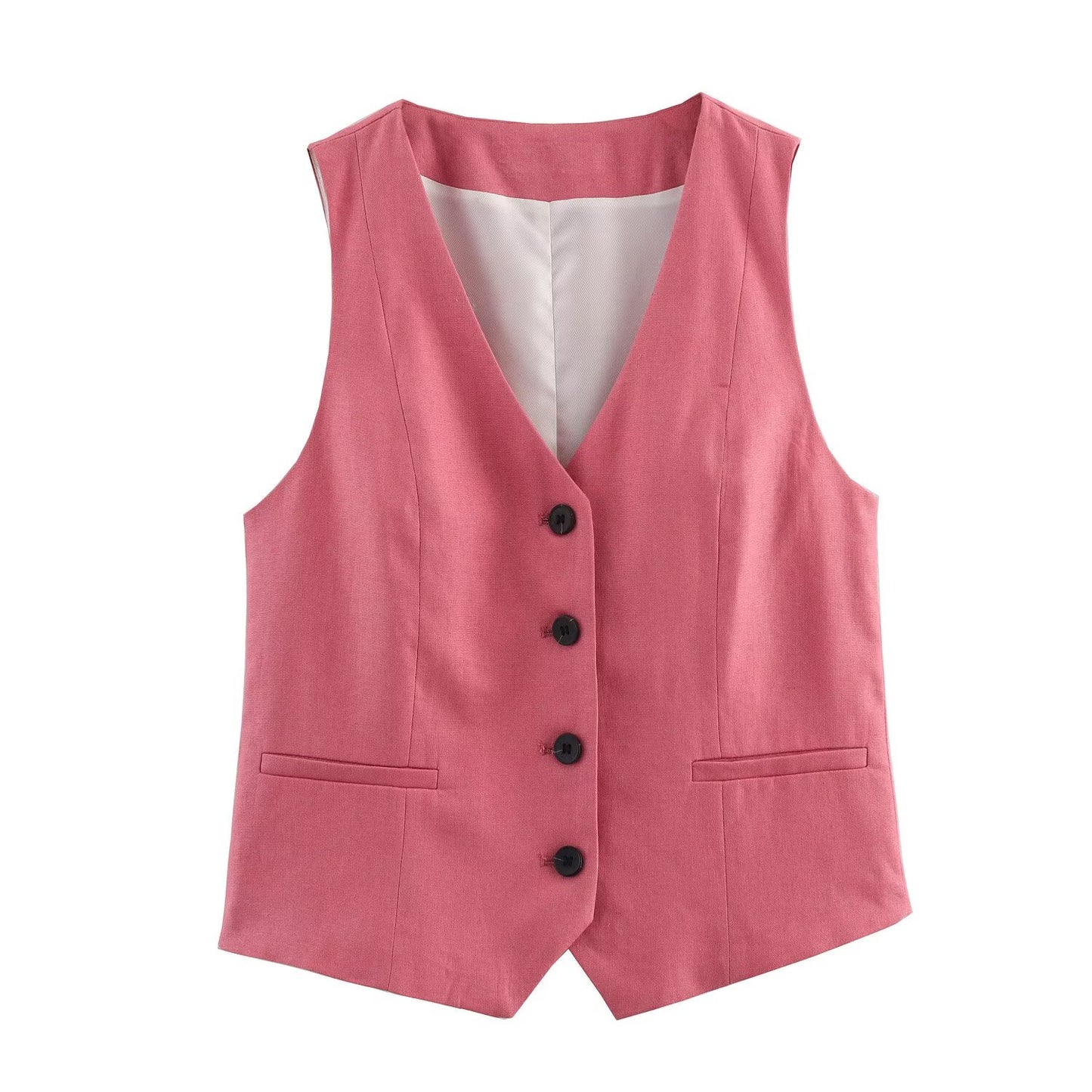 KP0001 Women's new chic Fashion Striped Cropped Knit Vest Sweater Vintage V Neck Button-up Female Waistcoat Chic Tops 