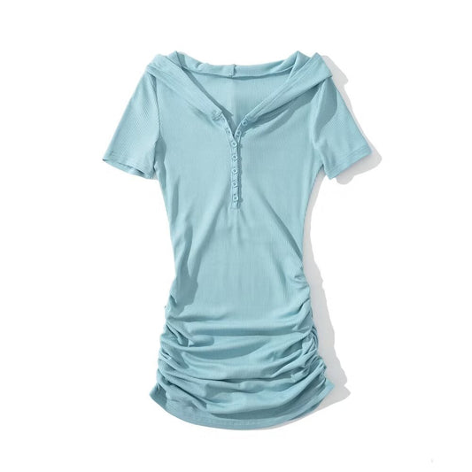KP0226 Women's 2025 New Fashion Button Bag Hip Dress