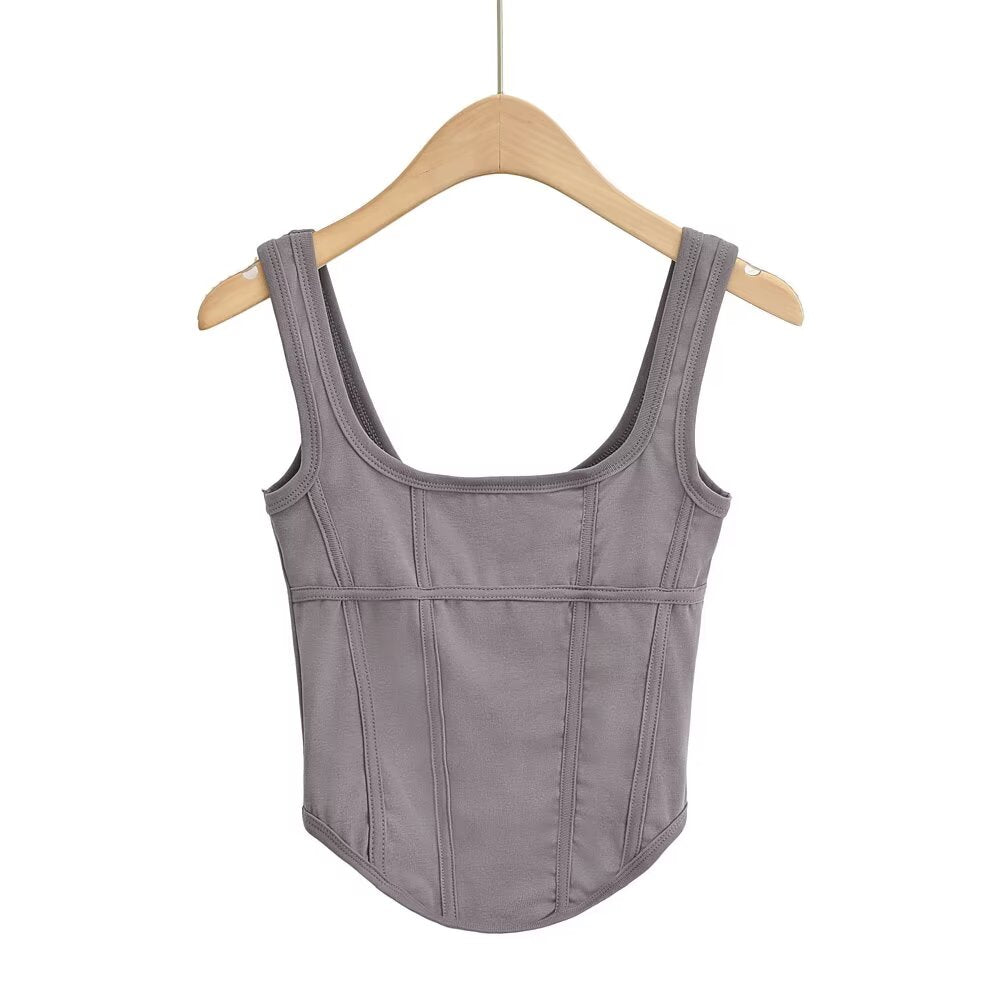 KP0171 Women's 2025 New Fashion Square Neck Waistcoat