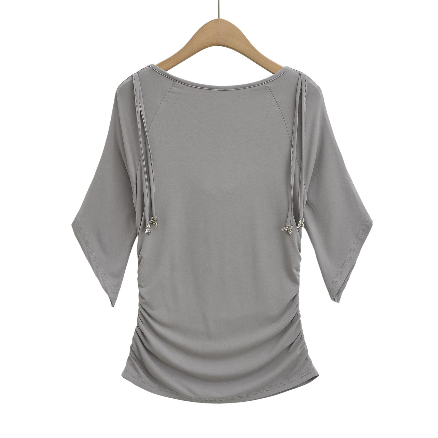 KP0225 Women's 2025 New Fashion Swing Collar Sleeve T-shirt