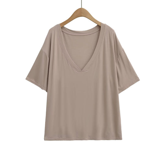 KP0152 Women's 2025 New Fashion V-neck Loose Short-sleeved T-shirt Sunscreen Shirt
