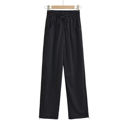 KP0148 Women's 2025 New Fashion Elastic Waist Wide-leg Trousers