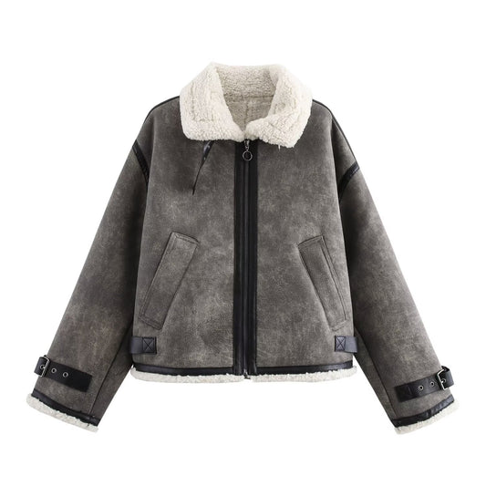 KP0124 Women 2025 New Fashion Double-faced Jacket with Straps